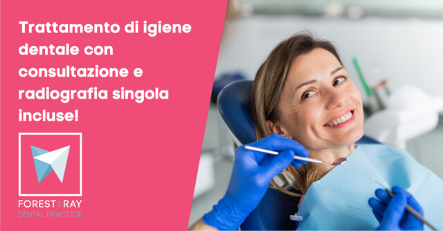 Trattamento di igiene dentale con check-up gratuito e piccola radiografia panoramica!