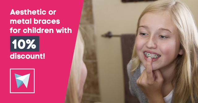 Aesthetic or metal braces for children with 10% discount!